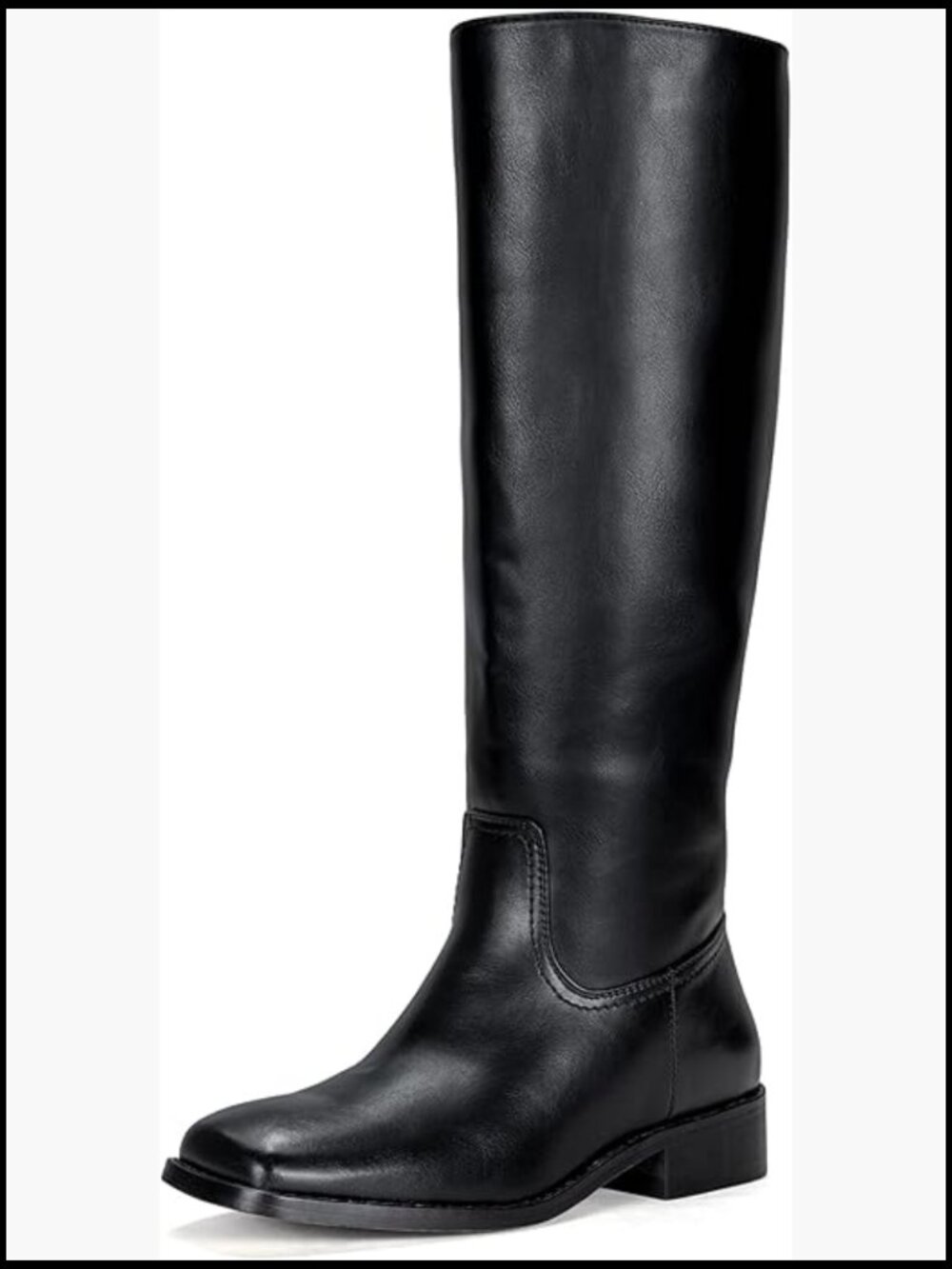 Knee High Boots Low Heel Square Toe Riding Boots Side Zipper Tall Boots